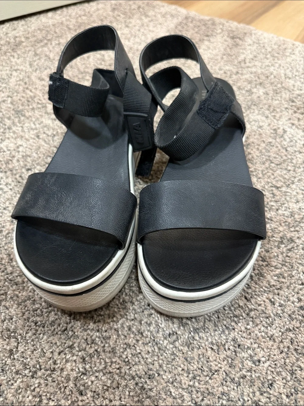 MIA Black Platform Sandals with Ivory-Trim Sole